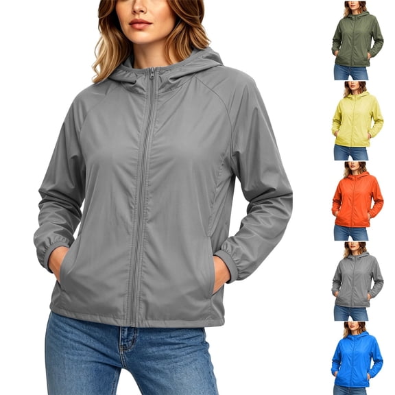 ITSAME Womens Plus Size Hoodie Jacket Full Zip Long Sleeve Sun Protection Outerwear Lightweight Casual Coat Army Green Size 4XL