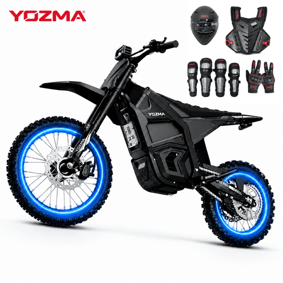 Yozma IN10 Pro 5500W Electric Dirt Bike for Adult, 17"/14" Tire Electric Motorcycle with 60V 27Ah Battery, 50 MPH, 60-Mile Range, 220NM, Hydraulic Brakes, Black