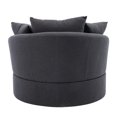 thumbnail image 6 of Barrel Chair, Modern Swivel Accent Chair Sofa Barrel Chair with 3 Pillows, Oversized Linen Upholstered 360° Swivel Round Leisure Chair with Metal Base, Accent Lounge Swivel Chair for Living Room, 6 of 7