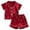 v#6Red29, variant on Rggeeun Baby Girls Outfit Sets Solid Color Satin Short Sleeve Collar Cardigan Soft Top & Elastic Waist with Tie And Ruffle Hem Shorts for Summer Travel Party Trendy Tracksuit,Purple,4-5 Years