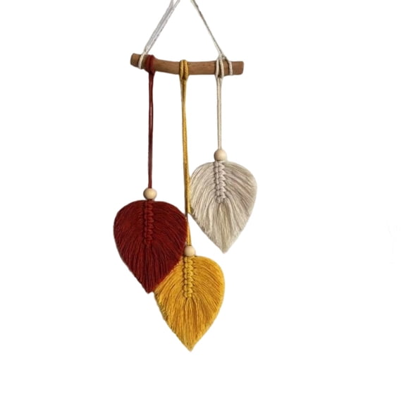 Fareti 14.9*7.08 in ch Macrame Wall Hanging, Leaves Woven Tapestry, Boho Wall Decor for Bedroom Living Room Apartment Home Backdrop