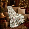 thumbnail image 3 of Winter Birds And Snowy Pinecones, Watercolor Winter Botanical Illustration for Birdwatching Enthusiasts, Christmas Gift, Cozy Flannel Blanket with Home Decor for Living Room and Bedroom, 3 of 7