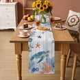 thumbnail image 2 of Sea Turtle Coastal Table Runner 108 Inches, Blue Red Summer Beach Coral Nautical Wood Bed Runner Dresser Scarves Tabletop for Indoor Outdoor Parties/Ceremony/Banquet, 13"x 108", 2 of 9