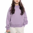 thumbnail image 2 of Kids Sweatshirts Girls Half High Collar Crew Neck Long Sleeve Cropped Sweatshirts Cute LooseSolid Color Fit Pullover Tops Velvet Hoodie Girls Hoodie (,130 5-6 Years), 2 of 5