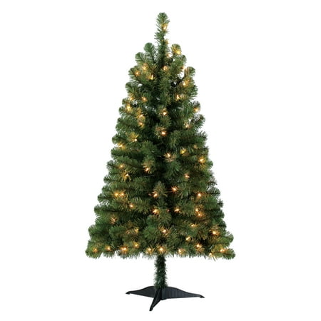 Holiday Time Pre-Lit 4' Indiana Spruce Green Artificial Christmas Tree,