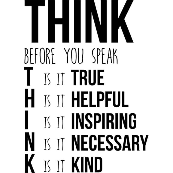 QTH Think Before You Speak Inspirational Wall Decal Motivational Wall Art Quote Positive Home Office School Classroom Decor Vinyl Decoration Encouragement Gift 17x24 Inches