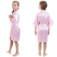 thumbnail image 4 of GYRATEDREAM Girls Silky Robe Kids Solid Color Kimono Sleeping Gown Bathrobe for Spa Birthday Parties Wedding Getting Ready for 7-9Y Pink, 4 of 9