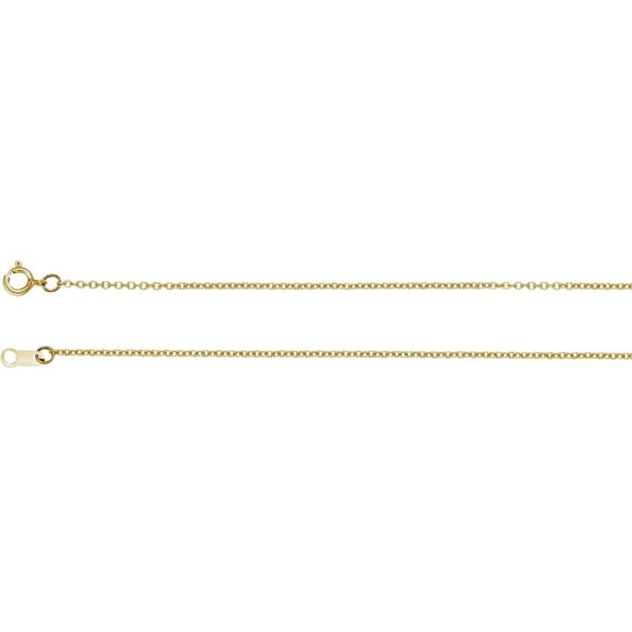 14k Yellow Gold 1mm Solid Cable 15 Inch Chain Chain Necklace for Women and Men - 1.1 Grams