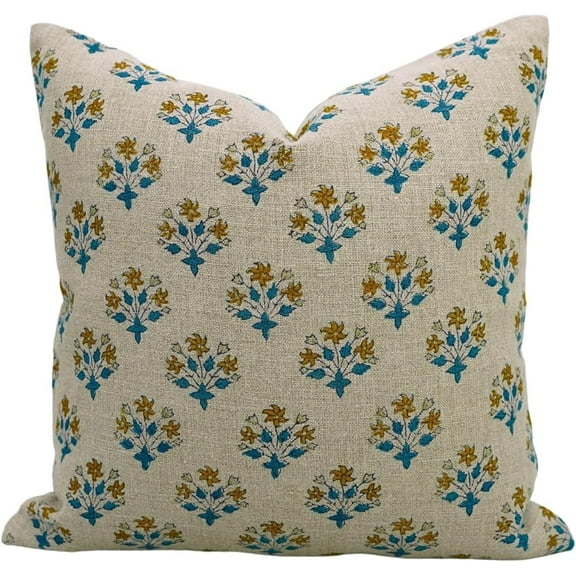 Boho hand block prints, 12"X20", Handcrafted Thick Linen Pillow Covers By Fabdivine, Diwali Flower