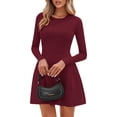 thumbnail image 2 of Vestido PRETTYGARDEN Otoño 2025 Manga Larga Mini Vino Rojo XL, 2 of 8