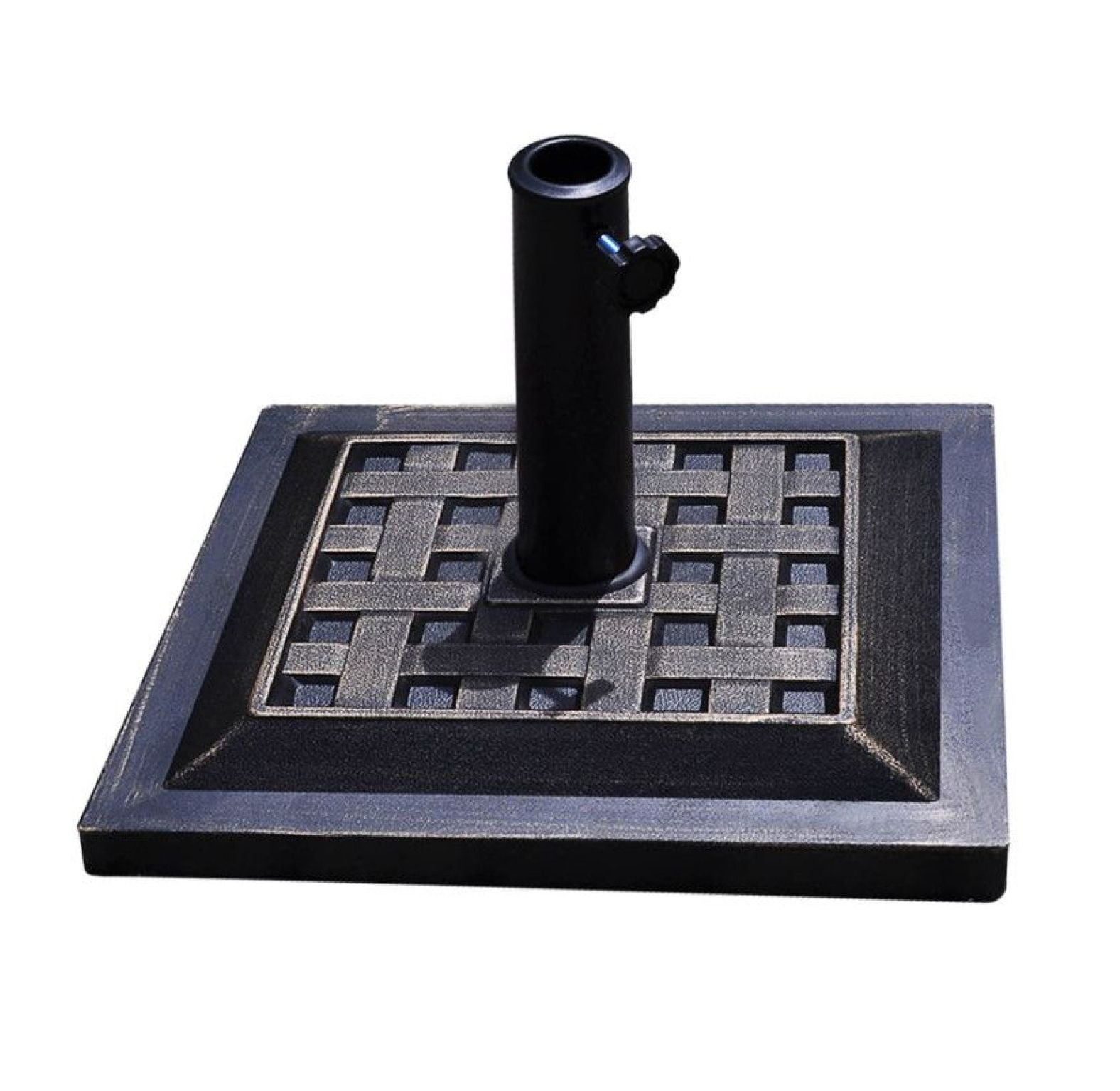 17.5" Heavy Duty Square Umbrella Base - 30lbs Outdoor Stand - Bronze Patio Umbrella Holder - Adjustable Pole - Rust Resistant