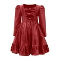thumbnail image 7 of Miluxas Girl Dress for Girls Long Sleeve Dress Velvet Tutu Winter Holiday Princess Party Dresses Red 14-15 Years, 7 of 7