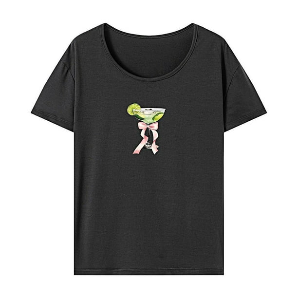 Camiseta para mujer verano mujer señoras cuello redondo camisa para playa trabajo uso diario S