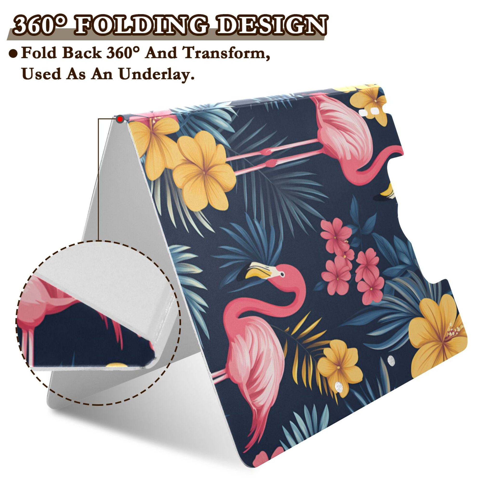 FORMRS A4 Clipboard Folder with Pen Holder Horizontal Foldable School Office Binder, Red Floral Flamingo