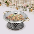 thumbnail image 2 of Buffet Chafing Dish Round Chafing Dish w/ Glass Lid & Holder Stainless Steel USA, 2 of 17