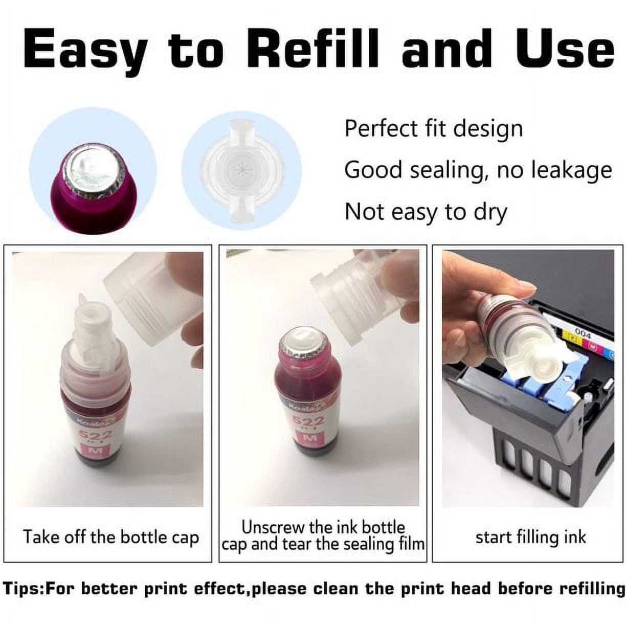 4 bottle Genuine refill ink for Epson 522 ET-2720 ET-4700 – INKRAZ