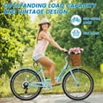thumbnail image 5 of NAIZEA Beach Cruiser Bike for Adult, 24 inch 7 Speed Commute Bike, Cruiser Bike for Women with Basket & Rack, Retro Step Through Bike w/Adjustable Seat & Lock & Bike Cover, 5 of 7