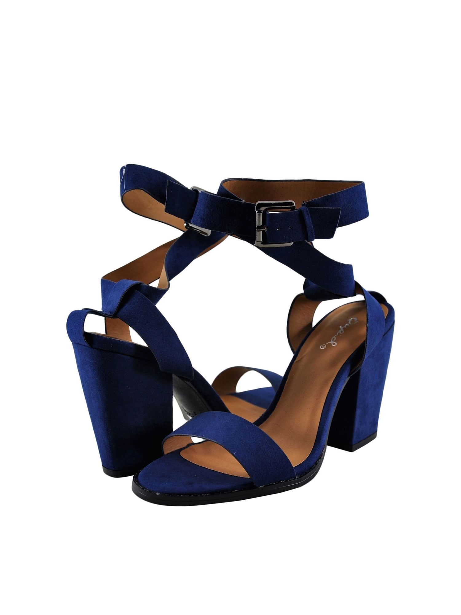 blue wrap around heels