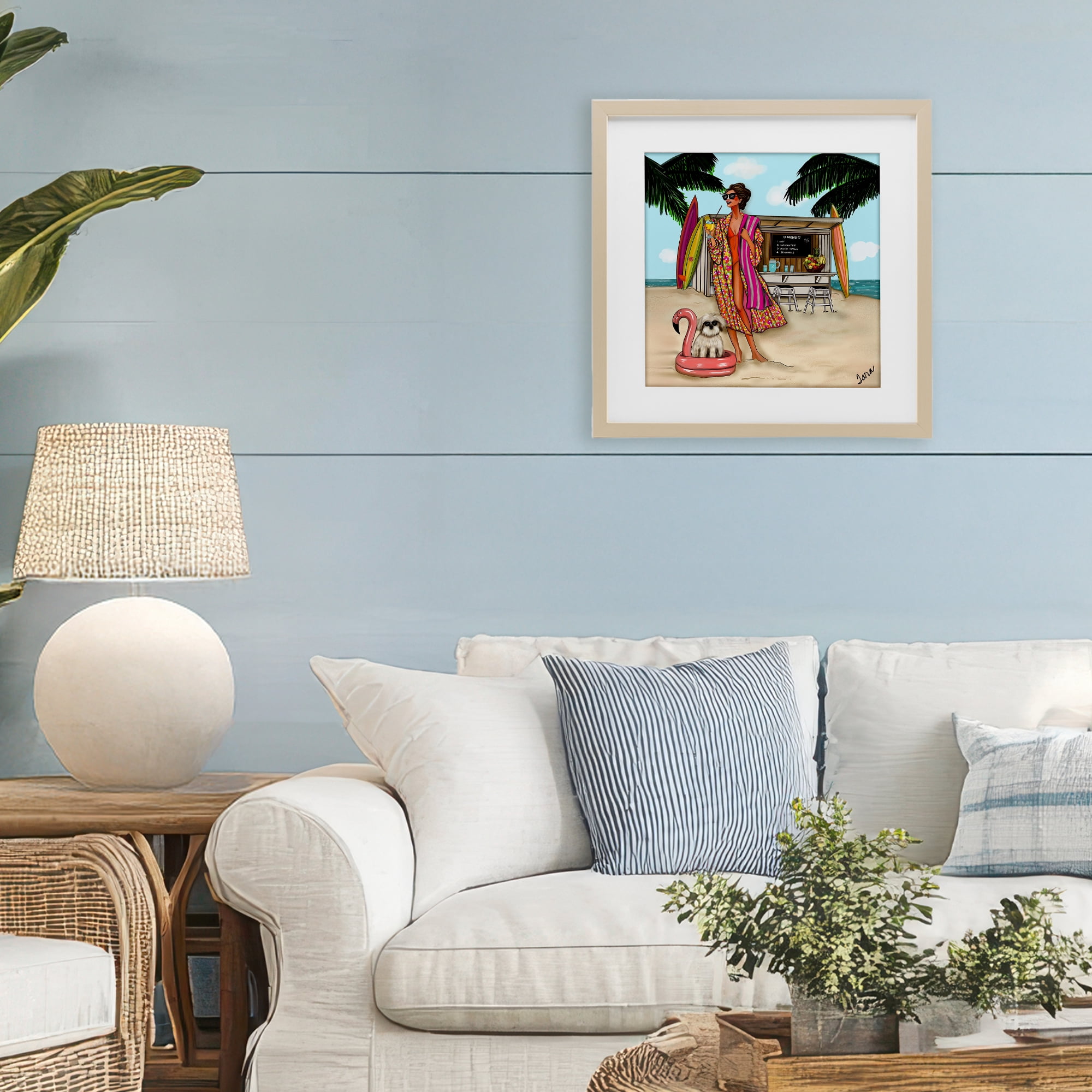 Stupell Industries Beach Girl in Summer Sun Birch Framed Print Under Glass, design by Tara Boone