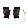 thumbnail image 2 of Guantes USB calentados de media palma de doble cara y espalda calefacción de clima frío Café, 2 of 8