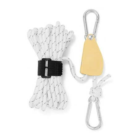

4mm 4m Pulley Tensioner Reflective Nylon Tent Wind Rope Fixed Buckle (White)