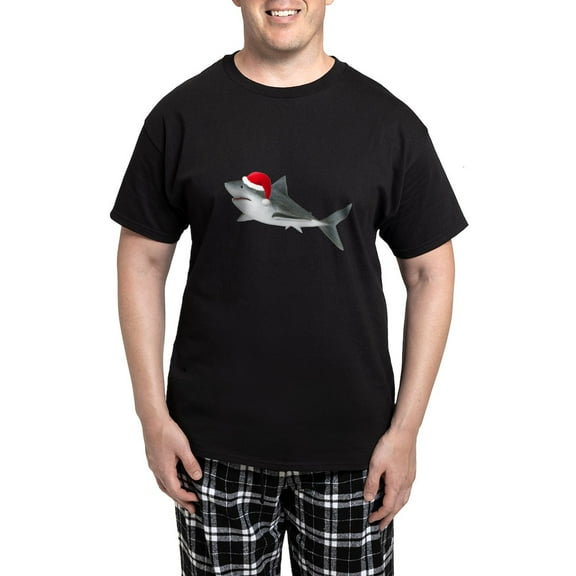 CafePress - Christmas Santa Shark Men's Dark Pajamas - Men's Dark Loose Fit Cotton Pajama Set