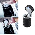thumbnail image 4 of Cenicero portátil para coche con luz LED azul, soporte para fumar sin humo, portavasos cilíndrico (negro), 4 of 5