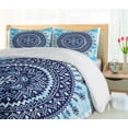 thumbnail image 5 of Ambesonne Ethnic Duvet Cover Sets, Medallion on Grunge, 2-Queen, Blue Dark Blue, 5 of 6