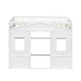 thumbnail image 3 of House Loft Bed with Roof, 2 Windows and Door, Solid Wood Twin Size Loft Bed Frame with Safety Guardrails & Ladder, Multifunctional Playhouse Bed with Underbed Storage, No Box Spring Needed, White, 3 of 7