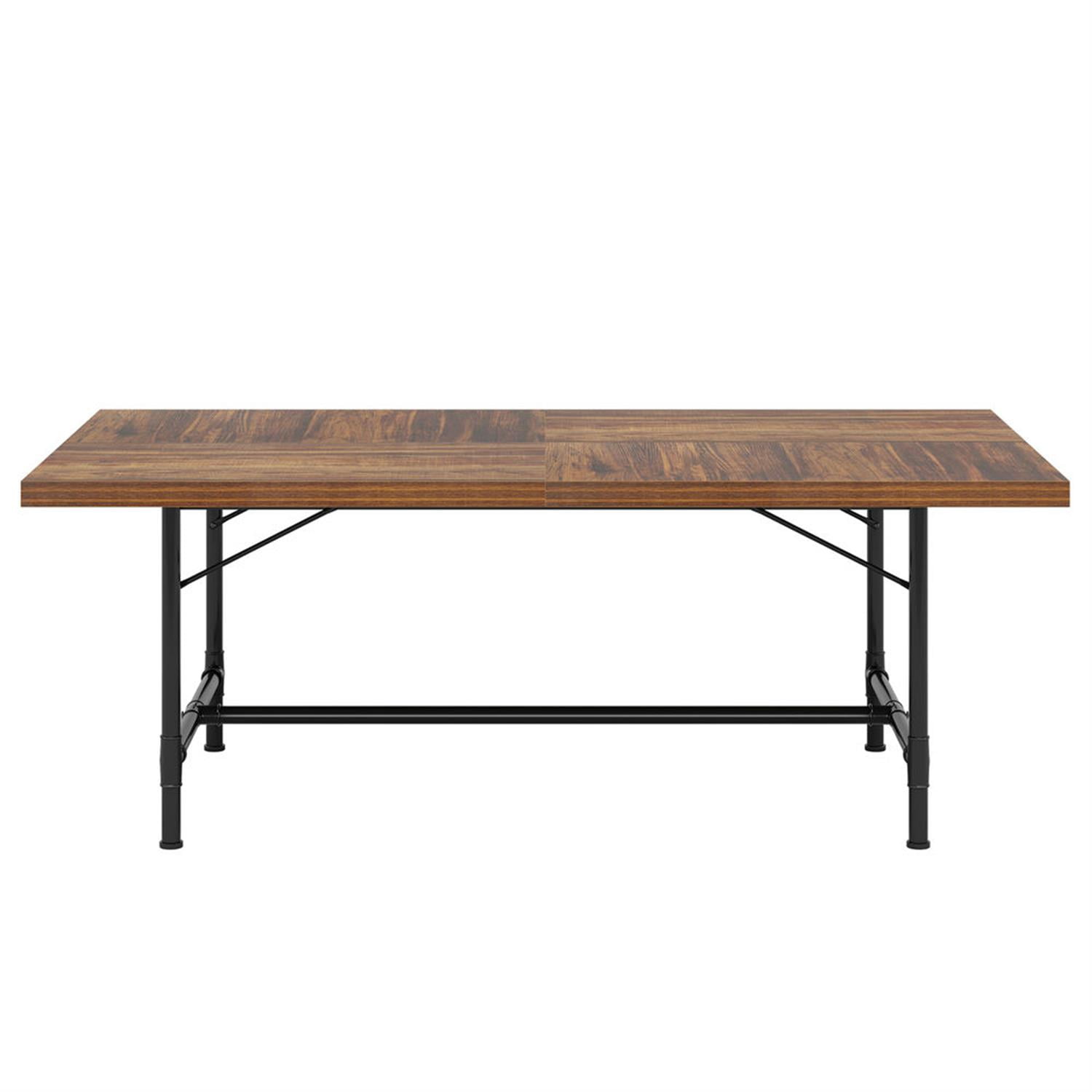Demi Bonn 70" Wood Executive Computer Desk, Modern Duty Study Writing Gaming Table for Home Office, Rectangle Conference Table, Brown