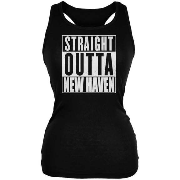 Straight Outta New Haven Black Juniors Soft Tank Top - Medium
