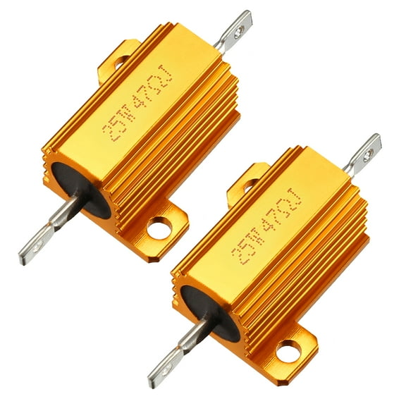 25W 47 Ohm Aluminium Housing Chassis Mount Wirewound Power Resistors Gold 2pcs