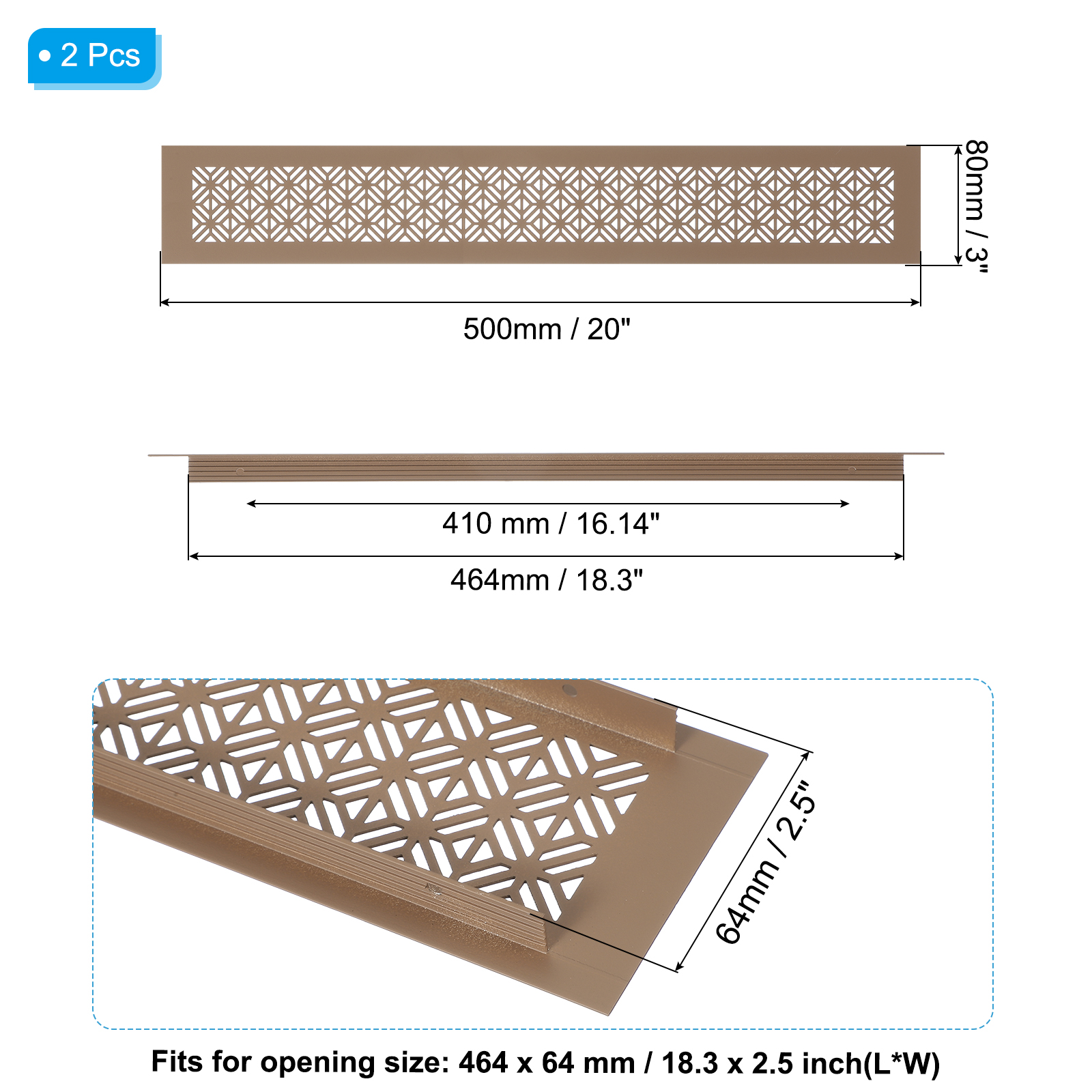 Uxcell Door Air Vent Cover Heavy Duty Aluminum Grille Ventilation Cover Louvered with Mounting Screw for Cabinet Wardrobe Door 20 x 3 Inch