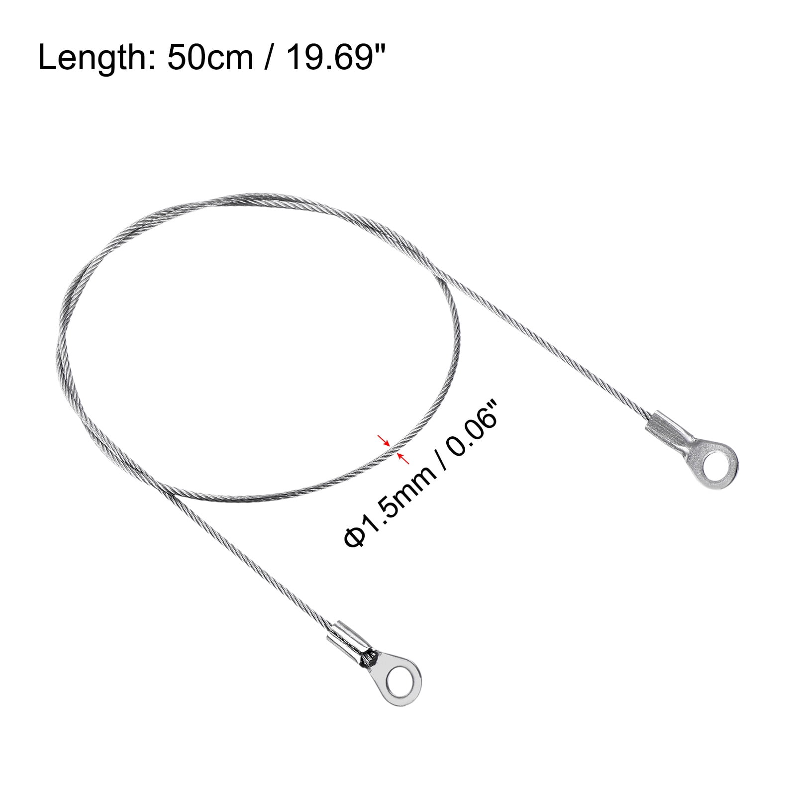 Unique Bargains Lanyard Cable Rope with Key Ring for Secure Silver Tone 1.5mmx50cm