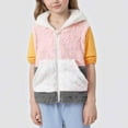 thumbnail image 5 of DxhmoneyHX Girls Jacket Soft Comfy Warm Fleece Vest Fall Winter Fashion Color Block Sleeveless Coat Full Zip up Hoodie with&nbsp;Pockets Size 160, 5 of 5