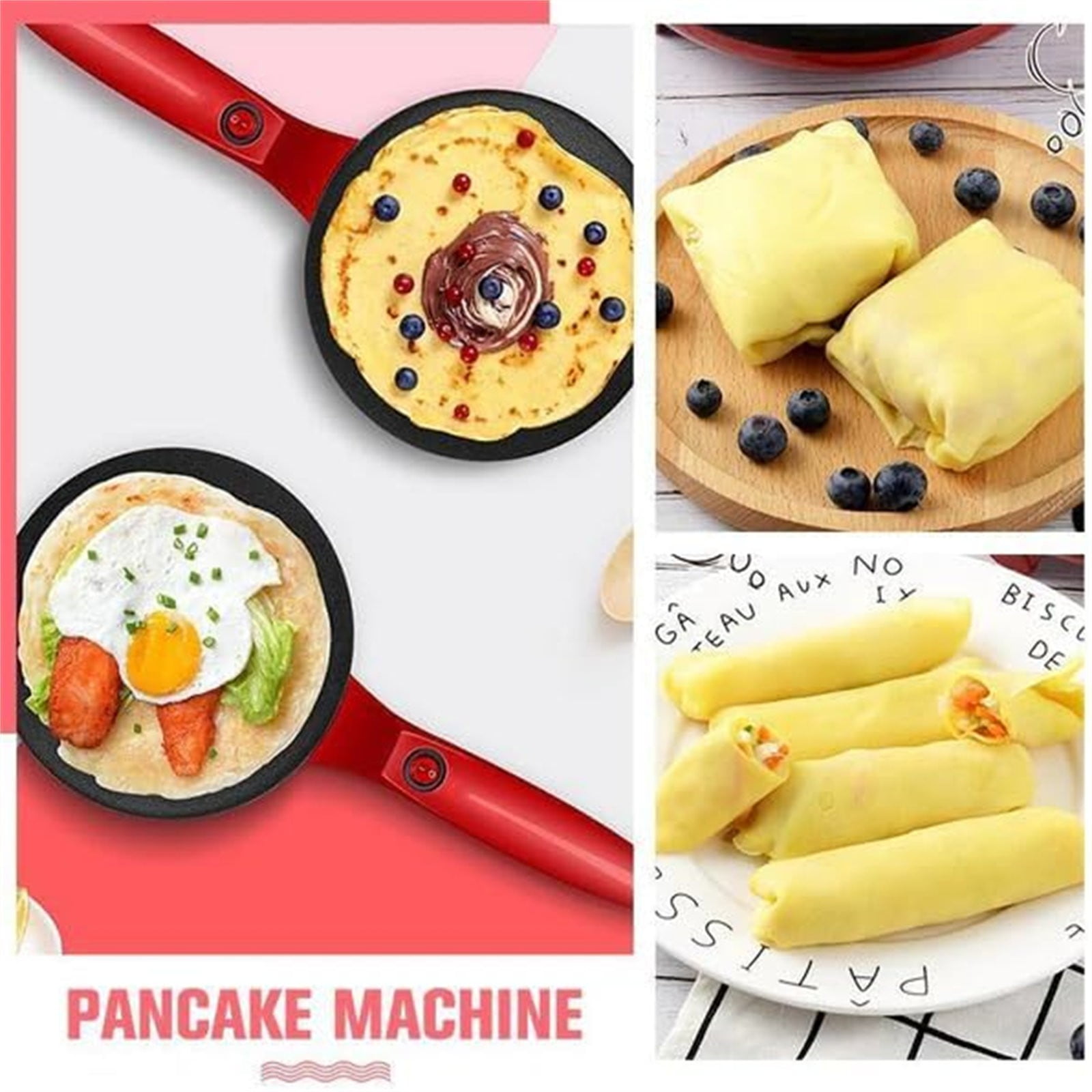 Crêpière Électrique 8 Pouces Antiadhésive - Contrôle Température Automatique - Avec Plateau
