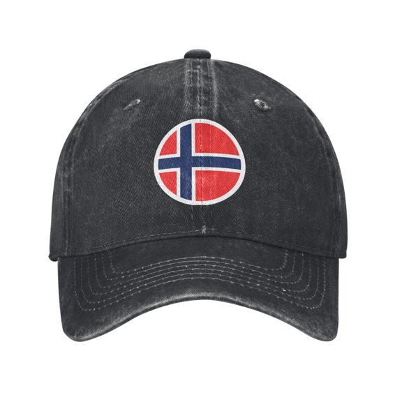 Norwegian Flag Logo Unisex Adult Washed Denim Cotton Sport Outdoor Baseball Cap Adjustable Cowboy Baseball Hat