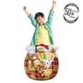 thumbnail image 3 of Plaid Storage Toy Bag Chair, Nature Tones Plaided Classical Tartan Style Print, Stuffed Animal Organizer Washable Bag, Small Size, Salmon Earth Yellow, by Ambesonne, 3 of 3