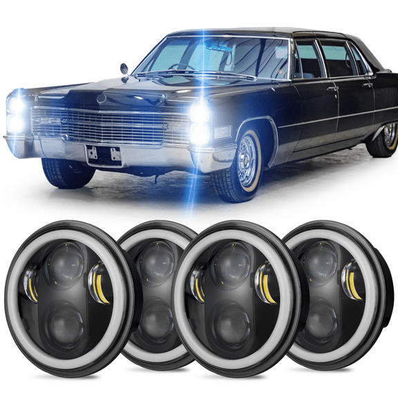 For Cadillac Fleetwood 1965-1974 4pcs 5-3/4" 5.75" inch LED Headlight High Low Beam H5001 H5006 Sealed Assembly