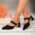 thumbnail image 6 of Hopeusnice High Heels Shoes for Women Trendy Non-Slip Breathable Open Toe Flock Materials Summer Shoes Block High Heel Women's High Heels Shoes Soft Pointed Toe Slip-Resistant Elegant Shoes Black 36, 6 of 8
