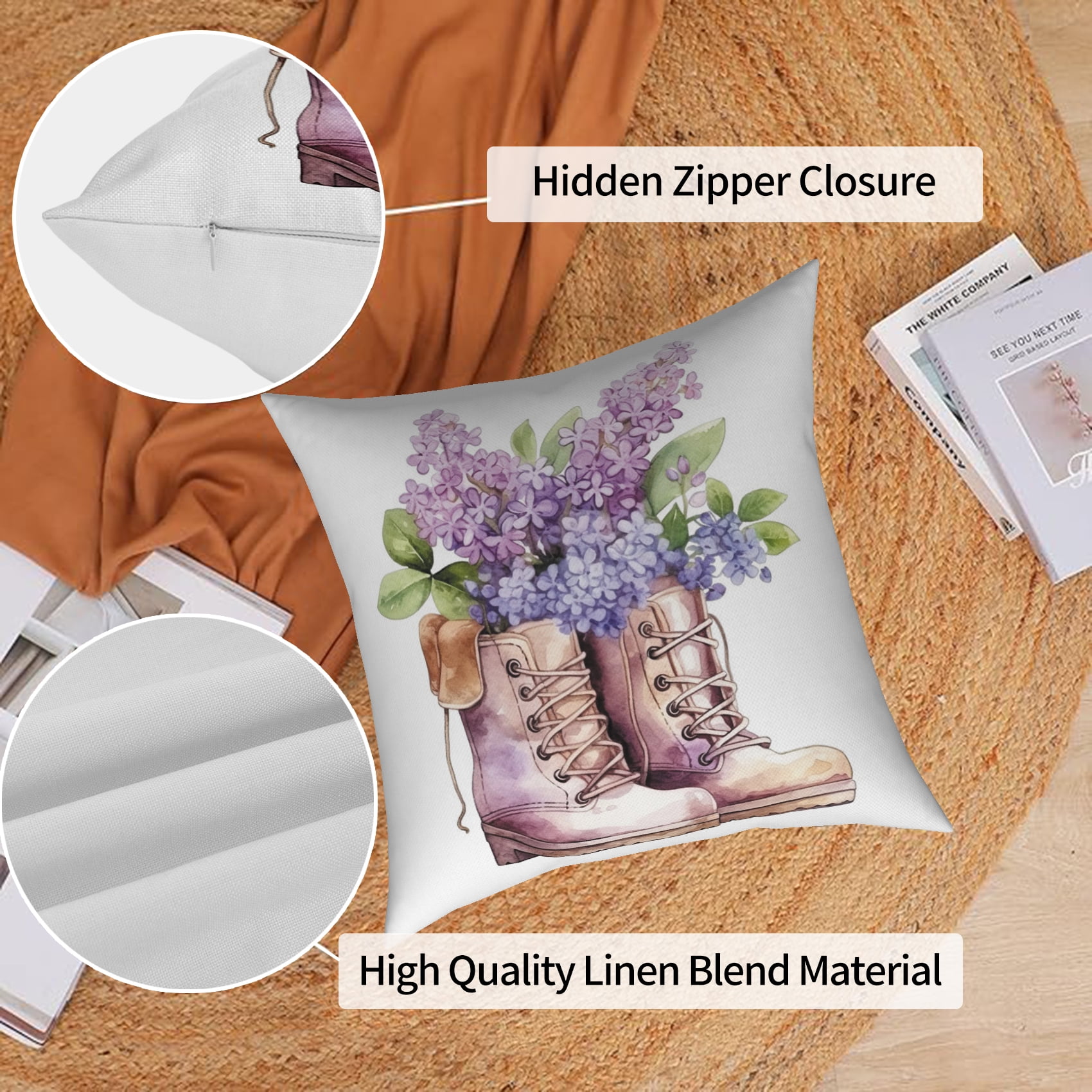Pbobriich Spring Pillow Covers 16x16 inch Set of 4 Cardinal Floral Throw Pillowcase Linen Sofa Bedroom Living Room Decorations