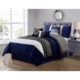thumbnail image 2 of GrandLinen 7 Piece Navy Blue/Grey/Black/White Scroll Embroidery Bed in A Bag Microfiber Comforter Set (Double) Full Size Bedding. Perfect for Any Bed Room or Guest Room, 2 of 3