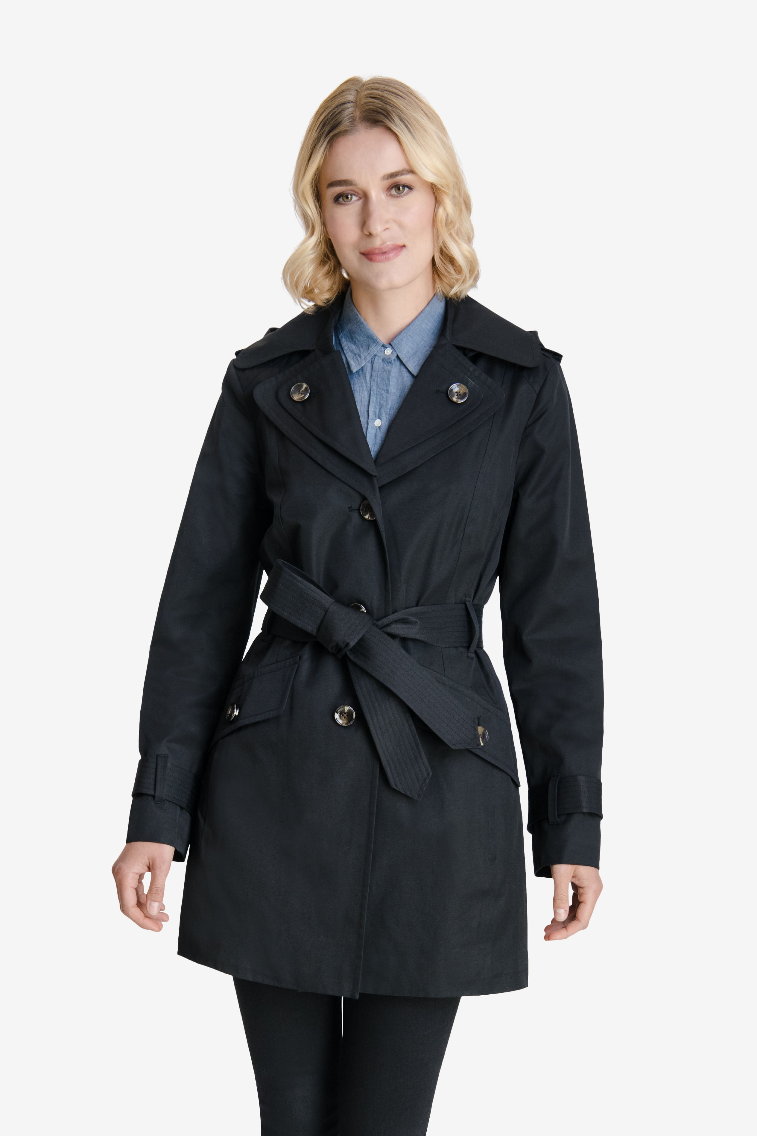 Womens Slim Fit Long Trench Jacket Double Breasted Belted Parka Coat Outerwear 