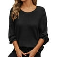 thumbnail image 1 of Arlun Womens Long Sleeve Oversized Casual Loose Fit Crewneck Waffle Knit Cozy Pullover Sweaters Plus Size Lightweight Cozy Basic Solid Color Fall Winter Sweater Tops Black XXXXL, 1 of 6