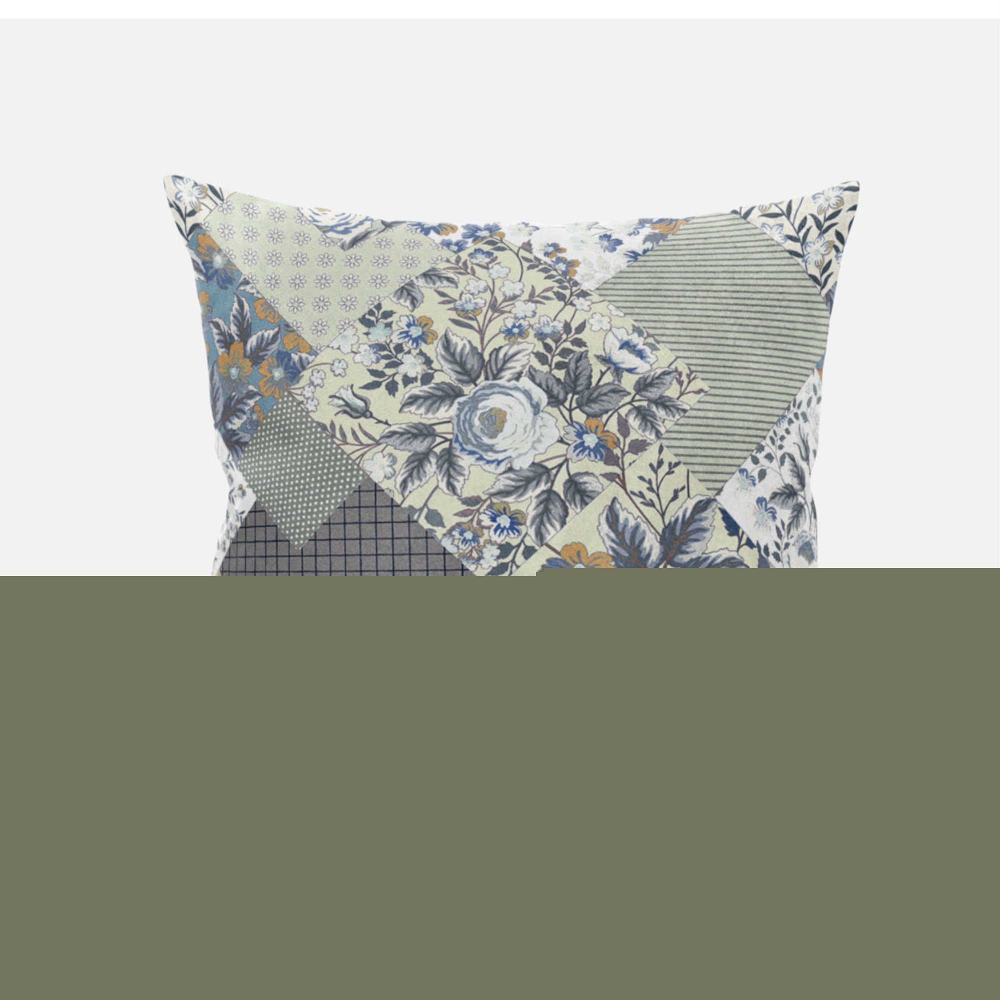 thumbnail image 1 of Arizona Floral Patches Suede Zippered Pillow with Insert in Navy Orange, 1 of 3