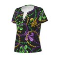 thumbnail image 2 of Naloa Mardi Gras6 Print T-Shirts Short Sleeve V Neck Tees for Women Fashion Tops Trendy Lightweight Soft Casual Summer Outfits Clothes, 2 of 5
