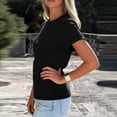 thumbnail image 5 of Lumtrix Womens Crew Neck Rolled Short Sleeve T Shirts Summer Cute Casual Oversized Tee Spring Solid Tops Black 2XL, 5 of 6