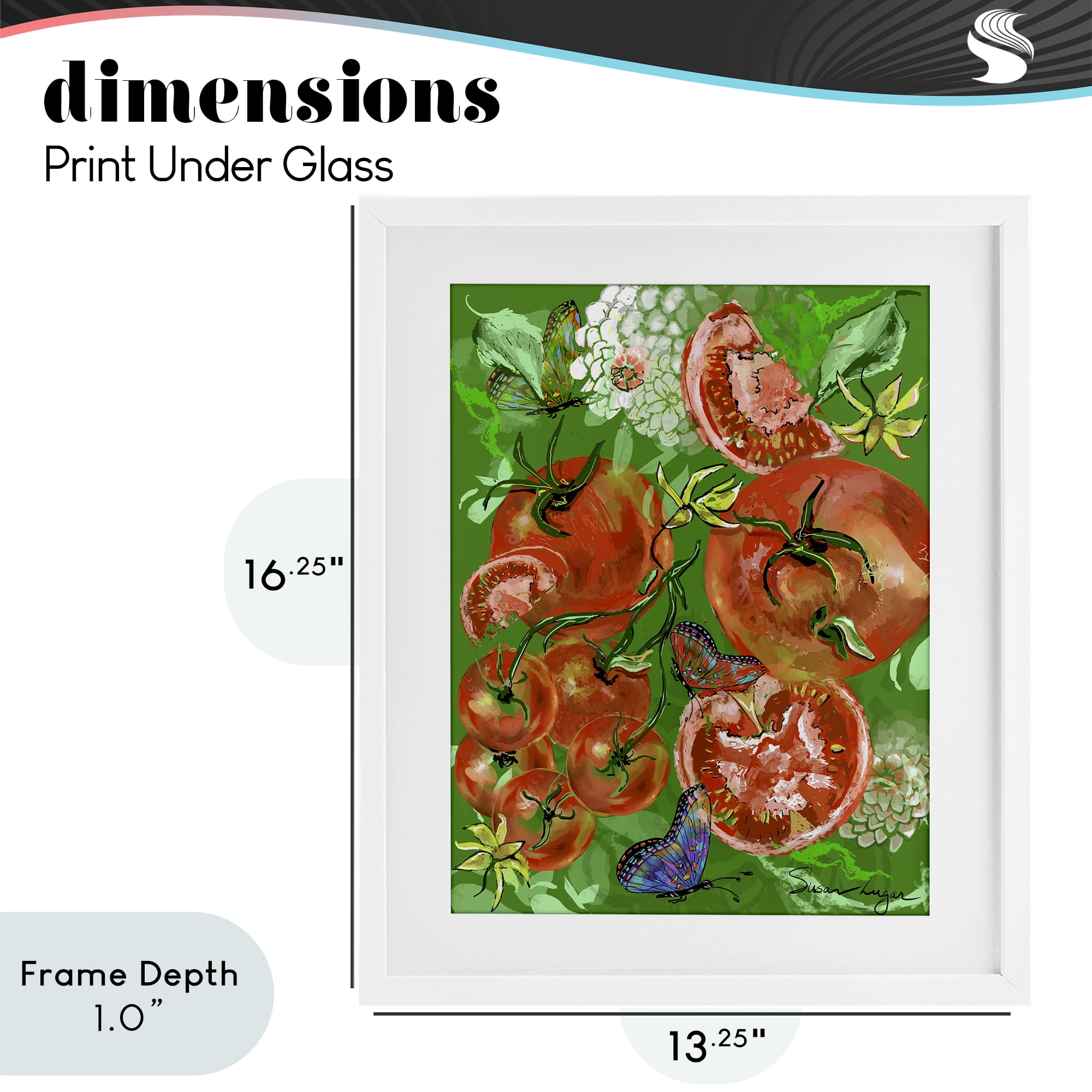 Stupell Industries Tomatoes Swirl Collage White Framed Print Under Glass, design by Susan Lugar