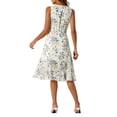 thumbnail image 3 of INSPIRE CHIC Women's Summer Dresses Wrap Ruffle Hem Round Neck Keyhole Back Sleeveless Floral Dress S Beige-Blue Floral, 3 of 6