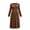 Brown, variant on Womens Long Sleeve Midi Dresses with Pockets Fall Winter Gathered Waist Crew Neck Casual Swing A Line Dresses with Pockets Black XL